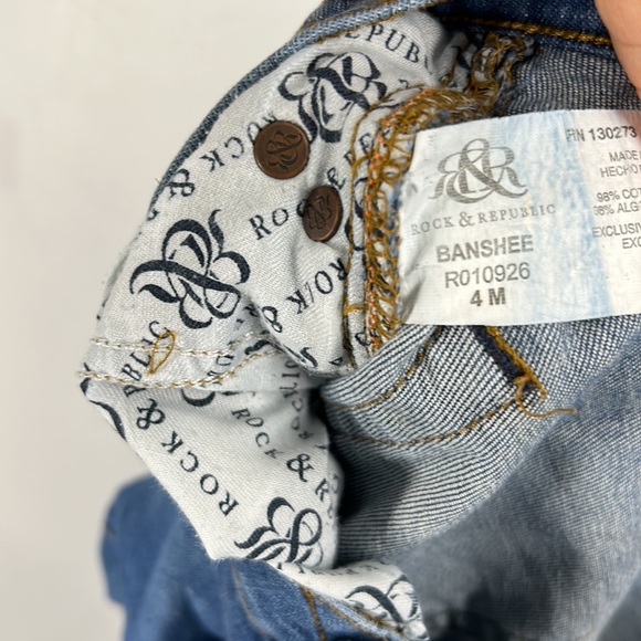 Rock & Republic Banshee Sequin Distressed Mid Rise Women’s Jeans Size 4 Blue - Picture 7 of 8